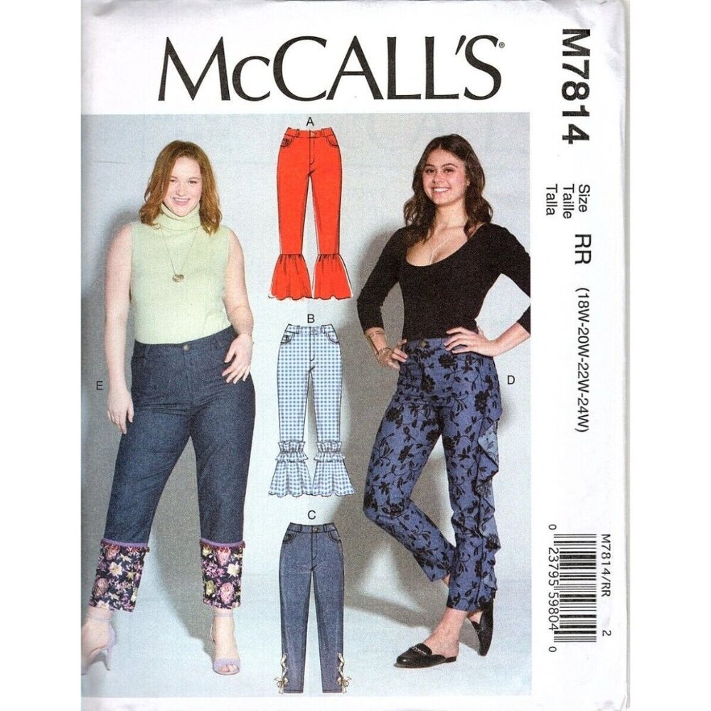 McCall's M7814 Misses 18W to 24W Embellished Pants Uncut Sewing Pattern New